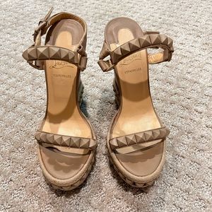 Christian Louboutin Cataclou Wedge Platform 140 Matte Nude